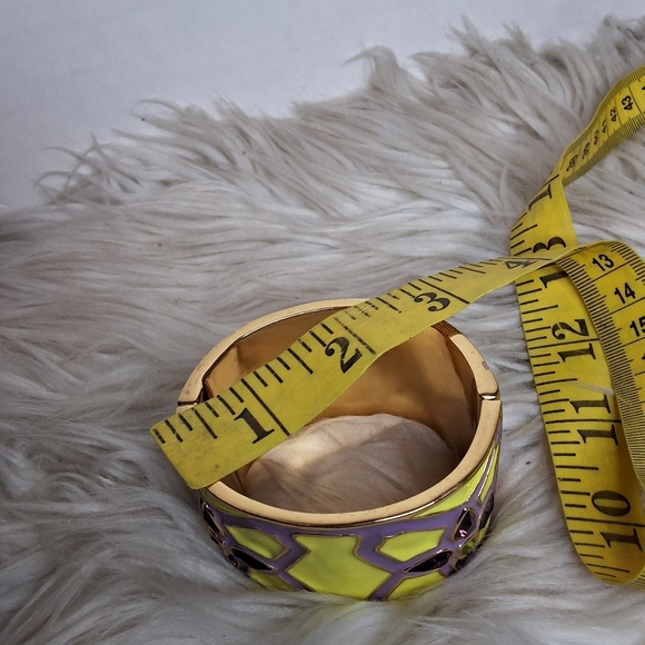 Kate Spade Yellow and Purple Enamel Wide Cuff Bracelet NwOT - Picture 2 of 7